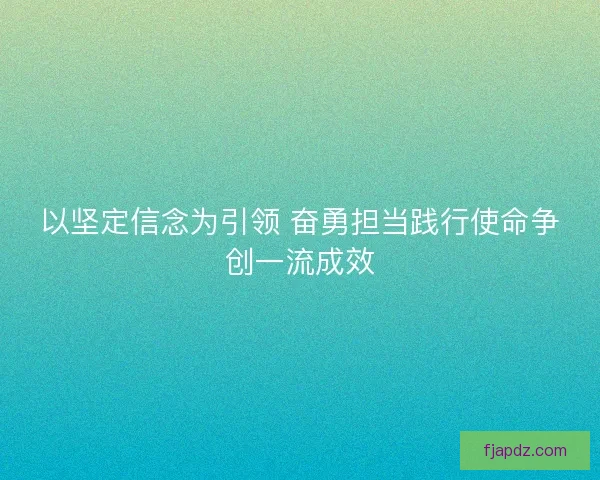 以坚定信念为引领 奋勇担当践行使命争创一流成效